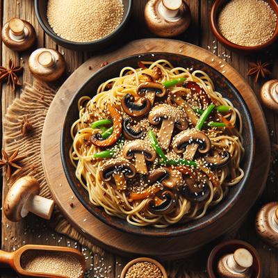 Image of Sesame Noodles with Mushrooms