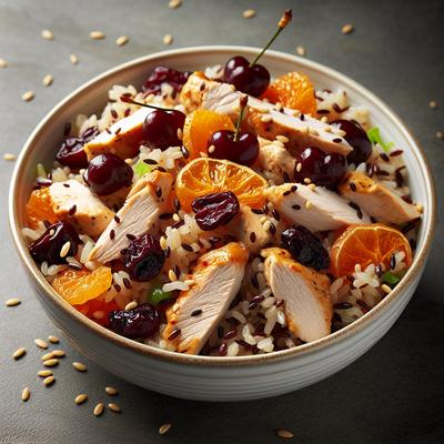 Image of Sesame Orange Wild Rice Salad with Chicken and Dried Cherries