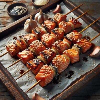 Image of Sesame Roasted Salmon Skewers