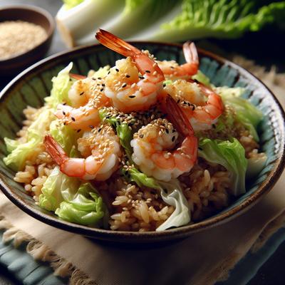 Image of Sesame Shrimp Fried Rice with Cabbage