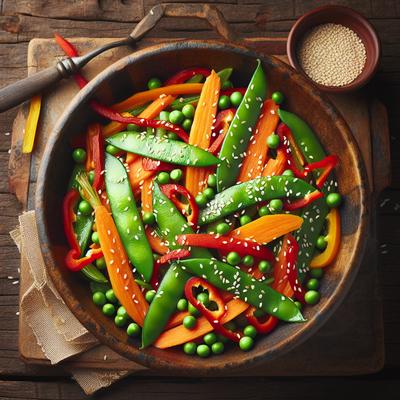 Image of Sesame Snap Peas with Carrots and Peppers
