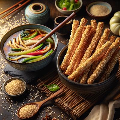 Image of Sesame Sticks Served with Soup