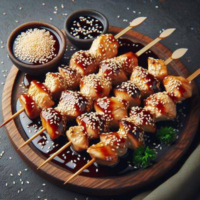 Image of Sesame Teriyaki Skewers Chicken on a Stick