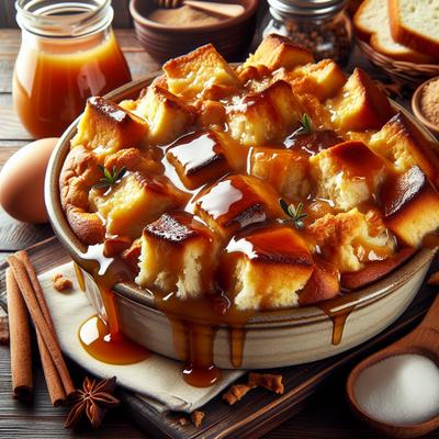 Image of Shaker Bread Pudding with Oozing Caramel Sauce