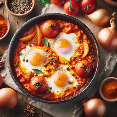 Image of Shakshouka Israeli Eggs with Tomatoes