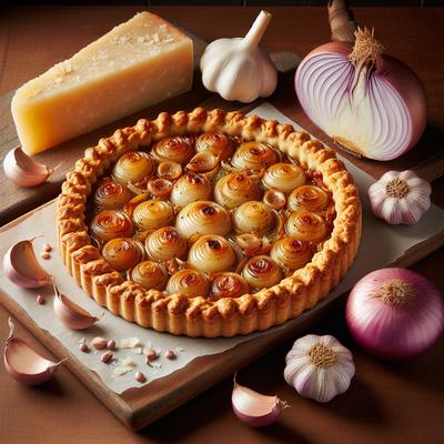 Image of Shallot and Garlic Tarte Tatin with Parmesan Pastry