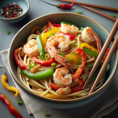Image of Shanghai Pasta with Shrimp and Sweet Bell Peppers