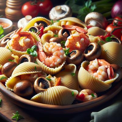 Image of Shells with Mushrooms and Shrimp