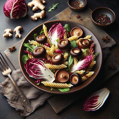 Image of Shiitake Ginger Pasta Salad with Radicchio