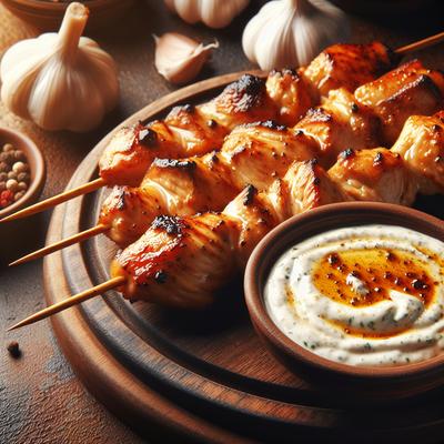 Image of Shish Taouk Toum Grilled Bbq Chicken with Garlic Sauce