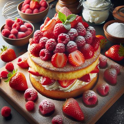 Image of Shortcake with Strawberry and Raspberry