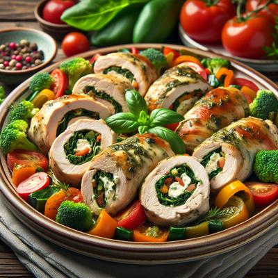 Image of Shortcut Stuffed Chicken Rolls with Veggies