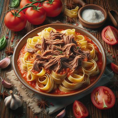 Image of Shredded Beef Pappardelle in Creamy Tomato Marinara