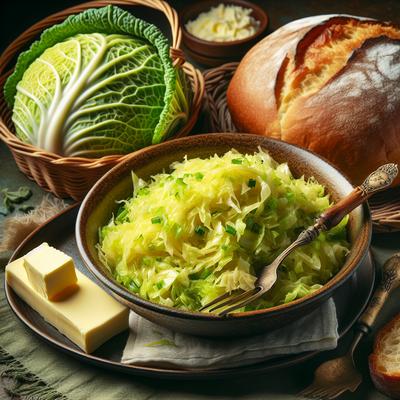 Image of Shredded Cabbage with Butter and Bread