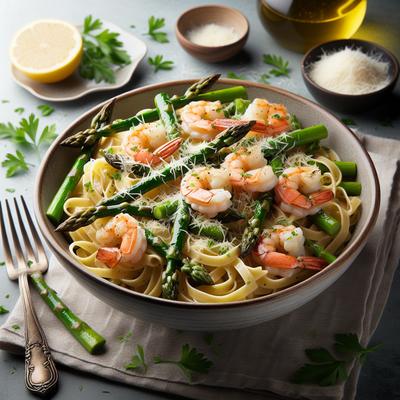 Image of Shrimp and Asparagus Fettuccine