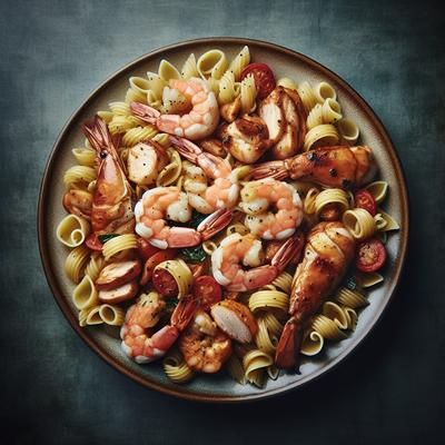 Image of Shrimp and Chicken Over Pasta