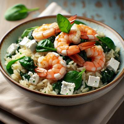 Image of Shrimp and Creamy Spinach Feta Rice