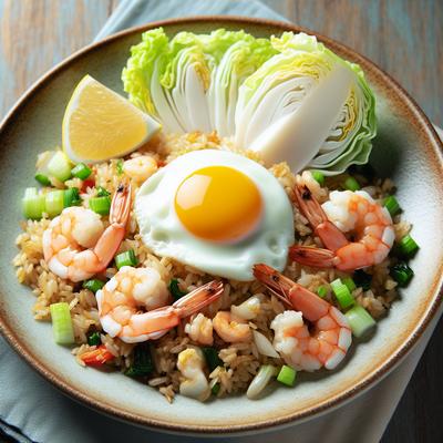 Image of Shrimp and Egg Fried Rice with Napa Cabbage Tyler Florence