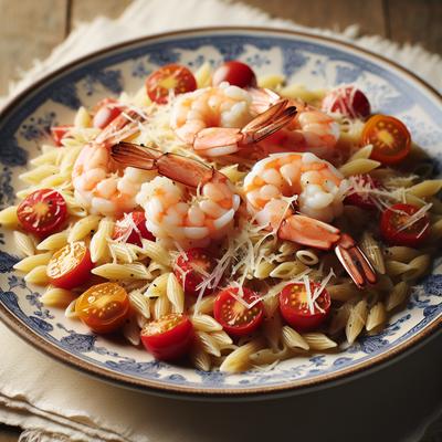 Image of Shrimp and Orzo with Cherry Tomatoes and Parmesan Cheese