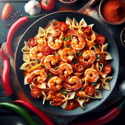 Image of Shrimp and Pasta in a Tomato Chile Cream Sauce