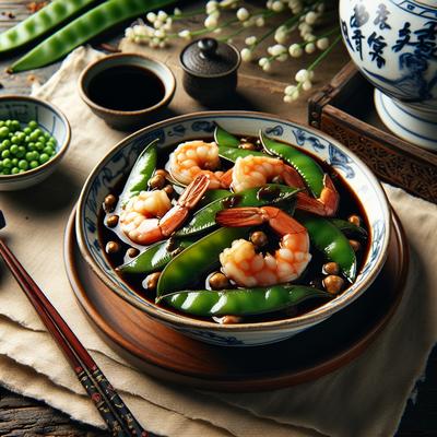 Image of Shrimp and Snow Peas in Black Beans Sauce