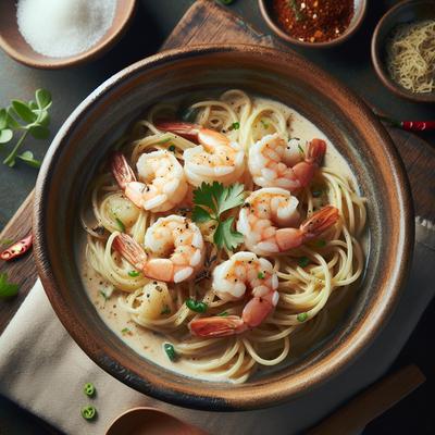 Image of Shrimp and Spaghetti in Coconut Broth