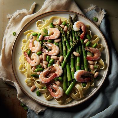 Image of Shrimp Asparagus and White Bean Fettuccine