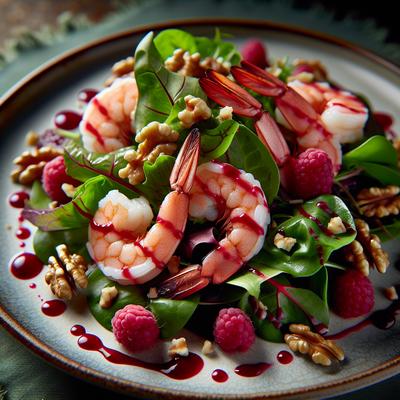 Image of Shrimp Baby Greens with Walnut Raspberry Dressing