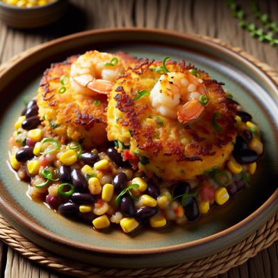 Image of Shrimp Cakes with a Black Bean and Corn Salsa