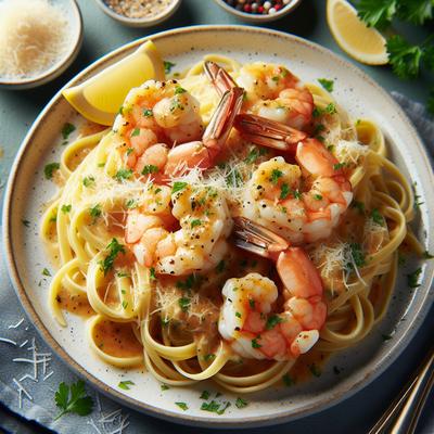 Image of Shrimp Cordon Bleu Over Linguine