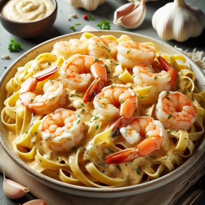Image of Shrimp Fettuccine in Garlic Cream Sauce