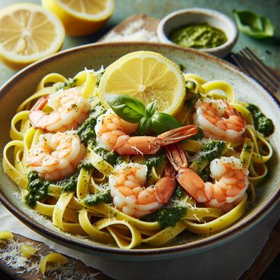 Image of Shrimp Fettuccine with Lemon Pesto Parmesan Rag