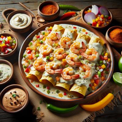 Image of Shrimp Fiesta Enchiladas with Cream Sauce
