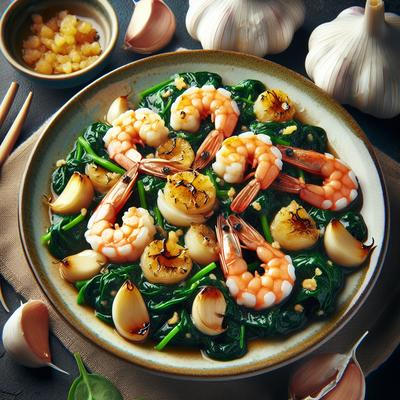 Image of Shrimp Florentine with Caramelized Garlic