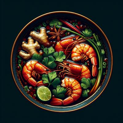 Image of Shrimp in a Spicy Ginger Cilantro Broth Clean Eating