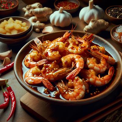 Image of Shrimp in a Spicy Ginger Garlic Marinade