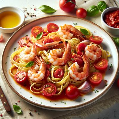 Image of Shrimp Linguine in a Tomato and White Wine Sauce