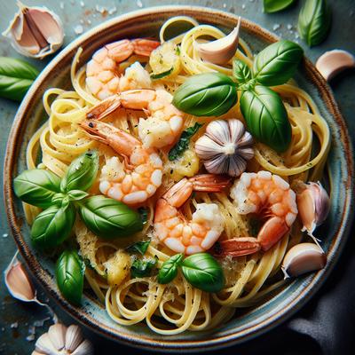 Image of Shrimp Linguine with Basil Garlic Butter