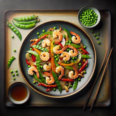 Image of Shrimp Peppers and Pea Pods Stir Fry