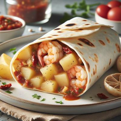 Image of Shrimp Potato Burrito with Sundried Tomato Salsa