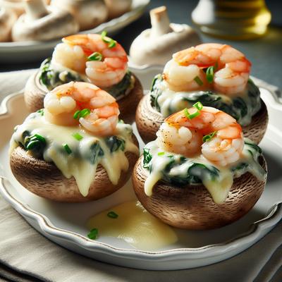 Image of Shrimp Spinach and Cheese Stuffed Mushrooms