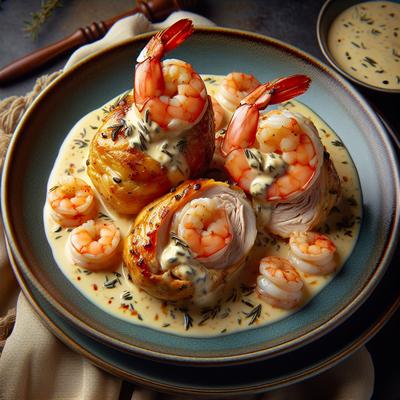 Image of Shrimp Stuffed Chicken with Cream Sauce