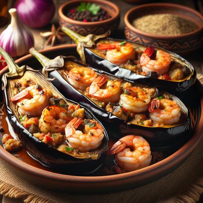 Image of Shrimp Stuffed Eggplant Aubergine
