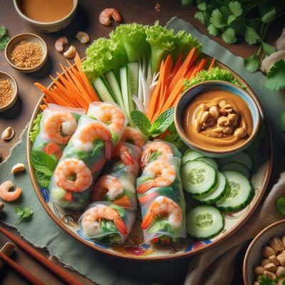 Image of Shrimp Summer Rolls with Peanut Dipping Sauce