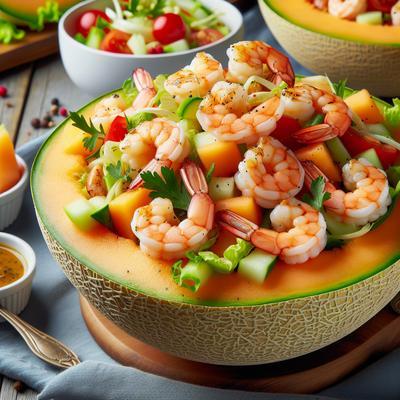 Image of Shrimp Summer Salad in Cantaloupe Bowls