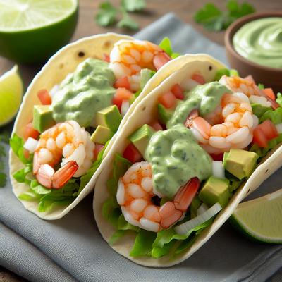 Image of Shrimp Tacos with Avocado Cream Sauce