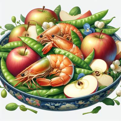 Image of Shrimp with Apples and Snow Peas