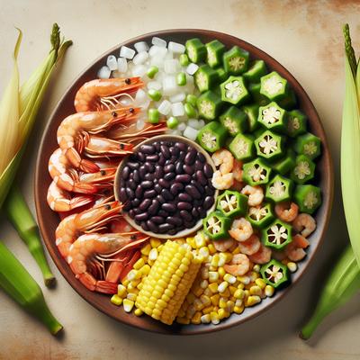 Image of Shrimp with Black Beans Okra Fresh Corn