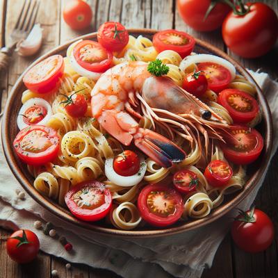 Image of Shrimp with Fresh Tomatoes and Pasta