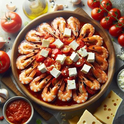 Image of Shrimp with Tomato Sauce and Feta Cheese